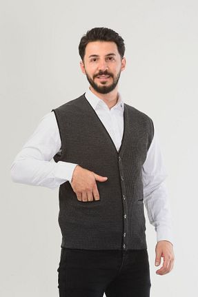 جلیقه طوسی مردانه اورسایز Kamalı - کد 831628395