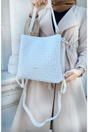 کیف دوشی سفید زنانه چرم مصنوعی Just Polo - کد 96165216