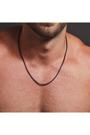 گردنبند استیل ( فولاد ) مشکی مردانه استیل ضد زنگ BORENO - کد 679379078