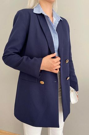 کت سرمه ای زنانه رگولار lizge giyim - کد 737186621