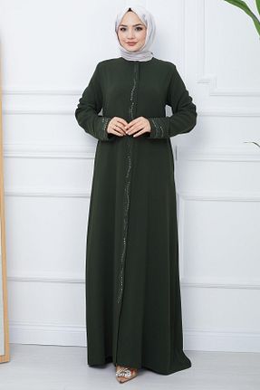 مانتو بلند حجاب خاکی زنانه hafsamina - کد 805984585