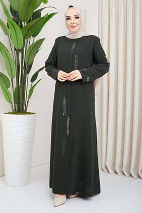 مانتو بلند حجاب خاکی زنانه hafsamina - کد 655244366
