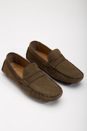 کفش کژوال خاکی مردانه چرم خالص Dilimler Ayakkabı - کد 835242193