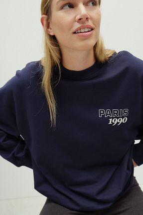ست لباس راحتی سرمه ای زنانه چاپی H&M - کد 858285621