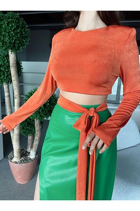 بلوز نارنجی زنانه ساده TamSeninTarzin - کد 796718180