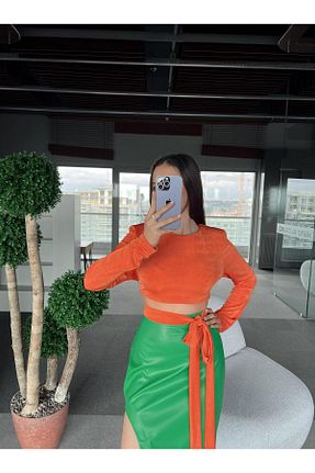 بلوز نارنجی زنانه ساده TamSeninTarzin - کد 796718180