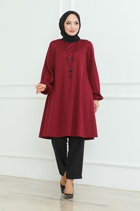 تونیک حجاب زرشکی زنانه پلی استر AYMONY - کد 858326770