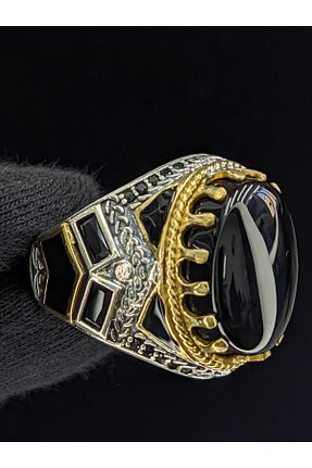 انگشتر نقره مشکی مردانه عقیق Senin Silver - کد 858326278