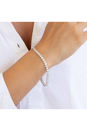 دستبند طلا سفید زنانه 14 عیار NİSERAJEWELLERY - کد 858156482