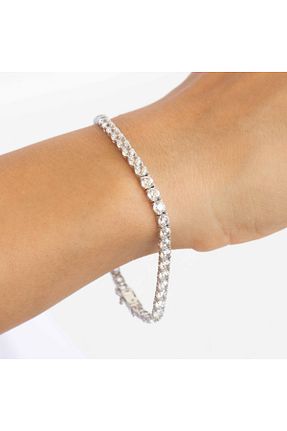 دستبند طلا سفید زنانه 14 عیار NİSERAJEWELLERY - کد 858156482