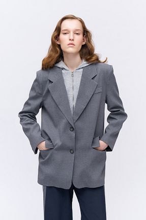 کت بلیزر طوسی زنانه بافتنی Quzu - کد 855493940