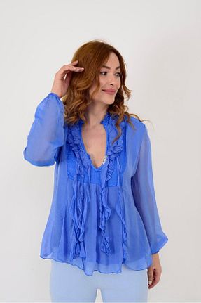 بلوز سرمه ای زنانه ساده Genel Markalar - کد 858149282