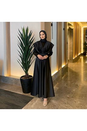 لباس مجلسی حجاب مشکی زنانه یقه ایستاده MOOLİSA - کد 816332496