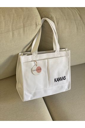 کیف دوشی سفید زنانه پارچه ای BAGLOVİS - کد 847353865