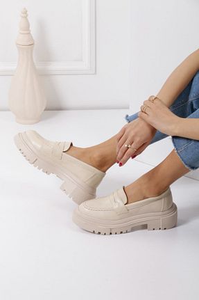 کفش لوفر بژ زنانه چرم مصنوعی Eno Ayakkabı - کد 236273367