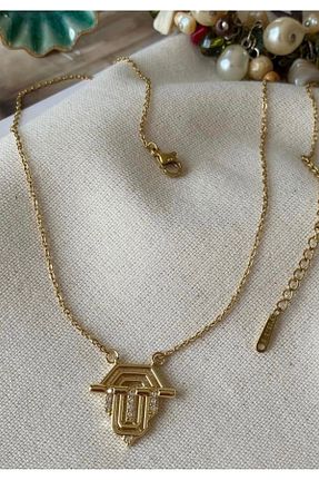 گردنبند استیل ( فولاد ) طلائی زنانه استیل (فولاد) SU PERİSİ TAKI BİJUTERİ - کد 858263633