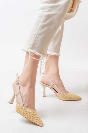 کفش پاشنه بلند کلاسیک بژ زنانه حصیر MyLina Shoes - کد 858262888