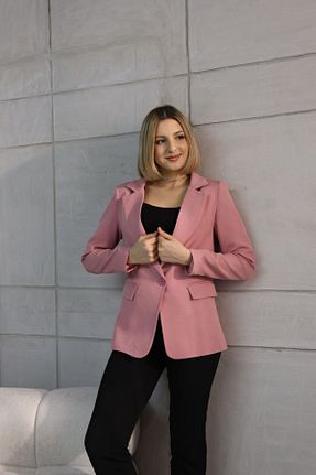 کت بلیزر صورتی زنانه پلی استر msm fashion - کد 816626017