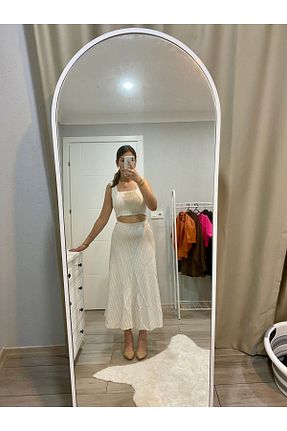 ست بالاتنه و پائین تنه نباتی زنانه کتان Sobe - کد 840711287