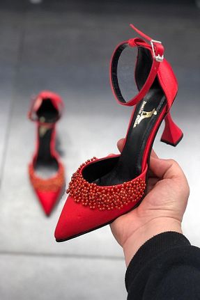 کفش مجلسی قرمز زنانه پارچه ای Benimsitilimbu - کد 803222029