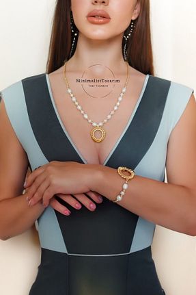 ست جواهر طلائی زنانه استیل ضد زنگ MinimalistTasarım - کد 796834706