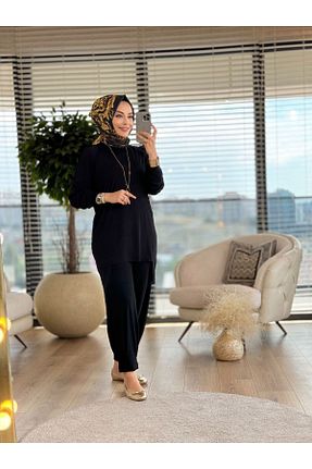 ست بالاتنه و پائین تنه حجاب مشکی زنانه Skinny ALANURMODA - کد 858339702