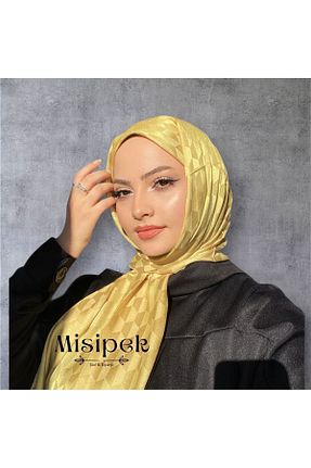 شال زرد زنانه MİS İPEK - کد 821346331