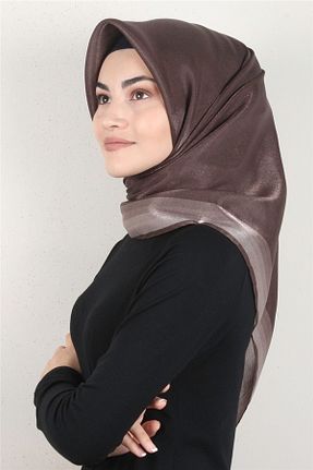 روسری قهوه ای پلی استر PİRAMİT - کد 316164542