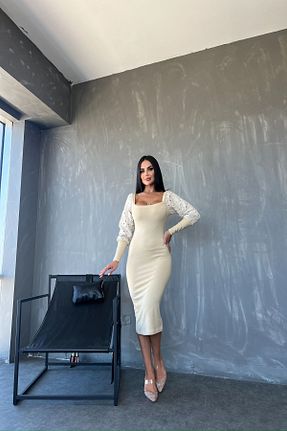 لباس بژ زنانه تریکو kamacibutik - کد 858241433