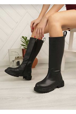 چکمه مشکی زنانه چرم مصنوعی TREND - کد 789112342