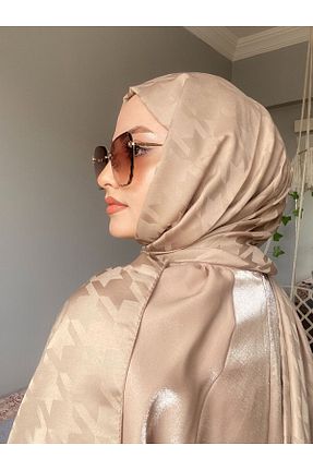 شال قهوه ای زنانه ابریشم MİS İPEK - کد 834657613
