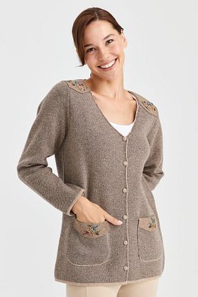 کت بژ زنانه رگولار Desen Triko - کد 750003730