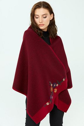 شال گردن زرشکی زنانه پشمی Desen Triko - کد 143580557