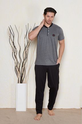 ست لباس راحتی طوسی مردانه ساده Pyjama Familya - کد 799120443