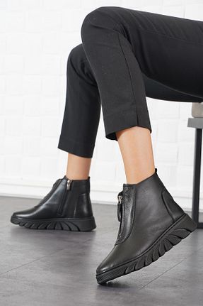 بوت / نیم بوت مشکی زنانه چرم خالص Moda Pie - کد 858255149