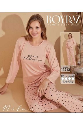 ست لباس راحتی نارنجی زنانه طرح دار Boyraz homewear - کد 858317101