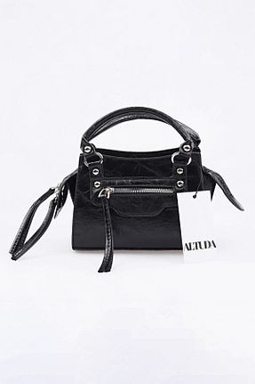 کیف پستچی مشکی زنانه چرم مصنوعی ALTUDA - کد 346650600