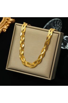 گردنبند استیل ( فولاد ) طلائی زنانه استیل ضد زنگ BORENO - کد 745891895