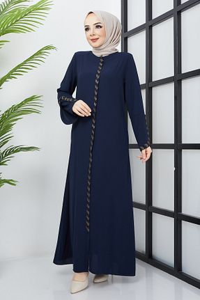 مانتو بلند حجاب سرمه ای زنانه hafsamina - کد 645681480