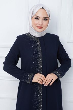 مانتو بلند حجاب سرمه ای زنانه hafsamina - کد 805984819