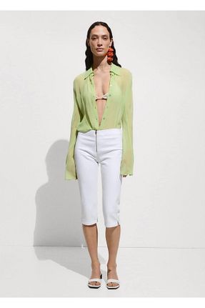 شلوار جین سفید زنانه رگولار MANGO - کد 831442552