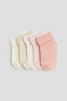 جوراب صورتی بچه گانه پنبه ای H&M - کد 858277293