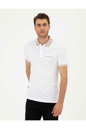 پولوشرت سفید مردانه پارچه Pierre Cardin - کد 835700037