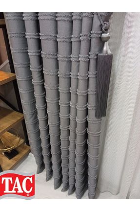 پرده زمینه طوسی کتان Taç - کد 855108211