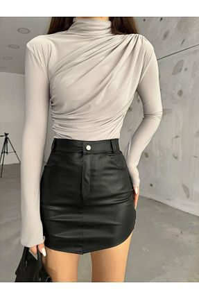 بلوز بژ زنانه ساده ALLEYTA - کد 855541815