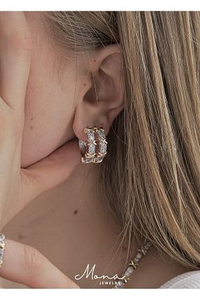 گوشواره جواهر رنگی زیرکن MONA JEWELRY - کد 699908954