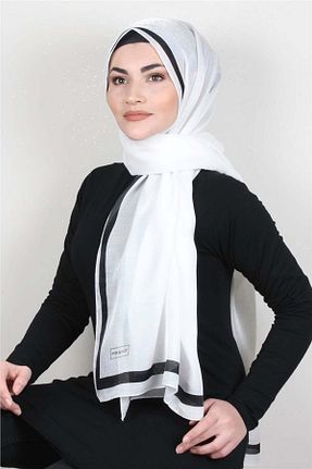 شال سفید زنانه پلی استر PİRAMİT - کد 94230836
