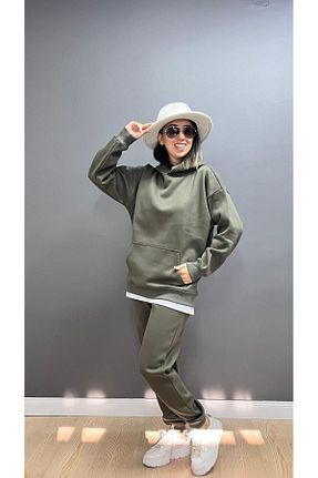 سوئیشرت خاکی زنانه ساده KLC MODA - کد 858211613