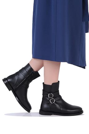 بوت / نیم بوت مشکی زنانه چرم مصنوعی KUUM LONDON - کد 858241161