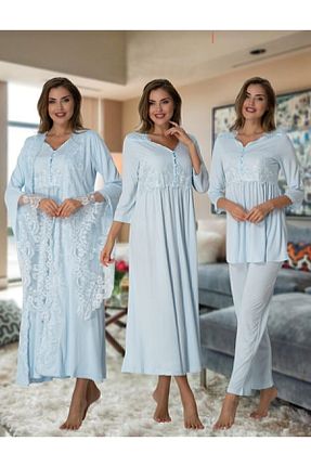 ست لباس راحتی بارداری آبی زنانه پنبه ای Genel Markalar - کد 162917838